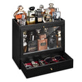 Emfogo Cologne Organizer for Men, Leather Perfumes Organizer for Men Dresser, Large Capacity Dustproof Cologne Holder with Drawe