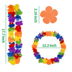 Hananona 100 Pcs Hawaii Leis Colorful Flower Garland Hawaiian Luau Party Neck Loop, Rainbow Luau Leis Necklaces For Hula Leis Da