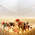 Stuffed Animal Net or Hammock with Light,Yewiwin Macrame Hanging Net Hammock for Stuffed Animal Toy Storage Organizer Boho Decor