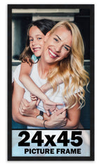 24x45 Frame Black Picture Frame - Complete Modern Photo Frame Includes UV Acrylic Shatter Guard Front, Acid Free Foam Backing Bo