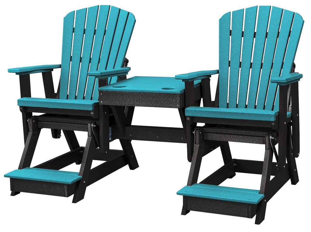 American Furniture Classics Balcony Height Table Double Glider, Aruba & Black