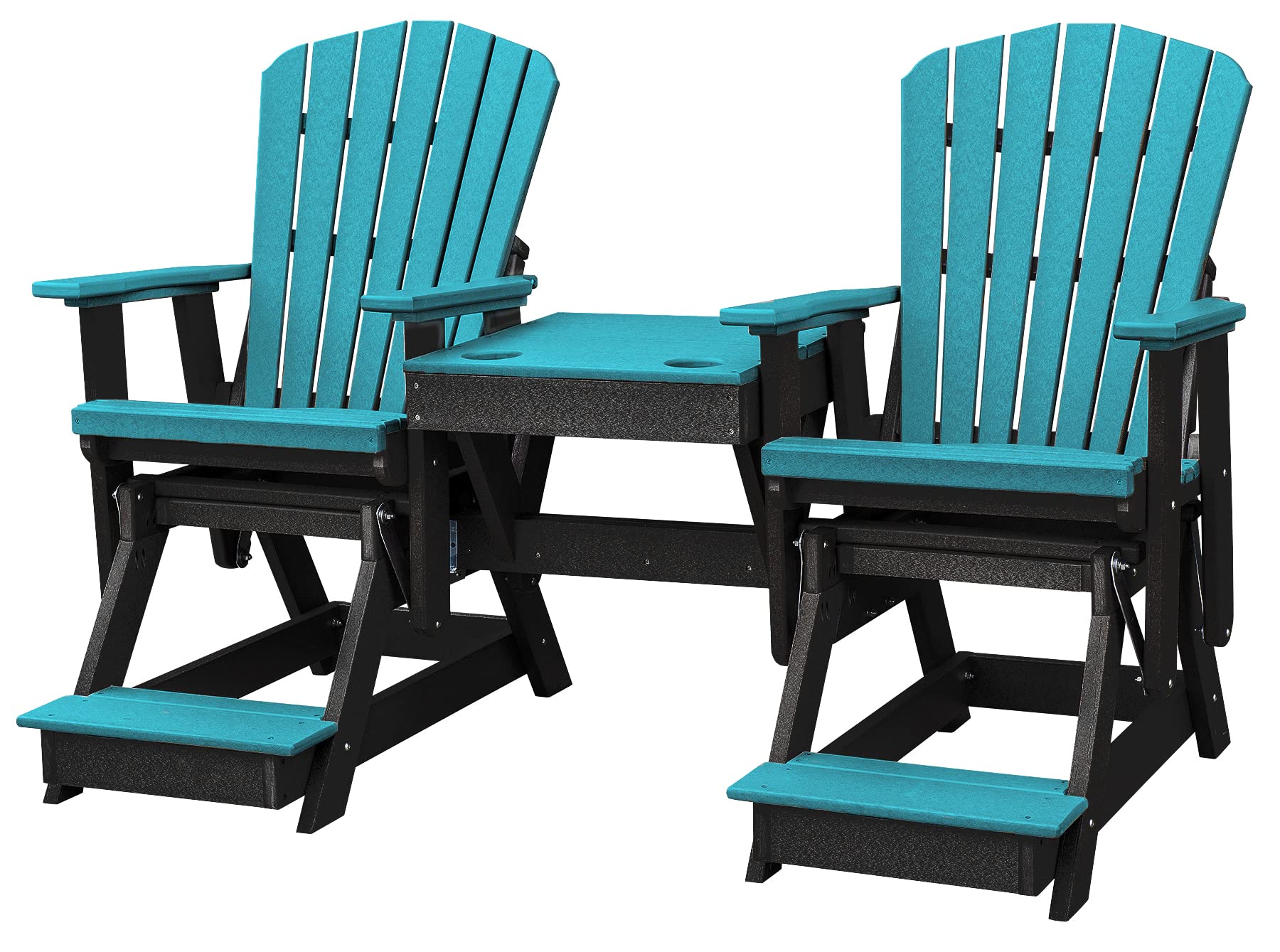 American Furniture Classics Balcony Height Table Double Glider, Aruba & Black
