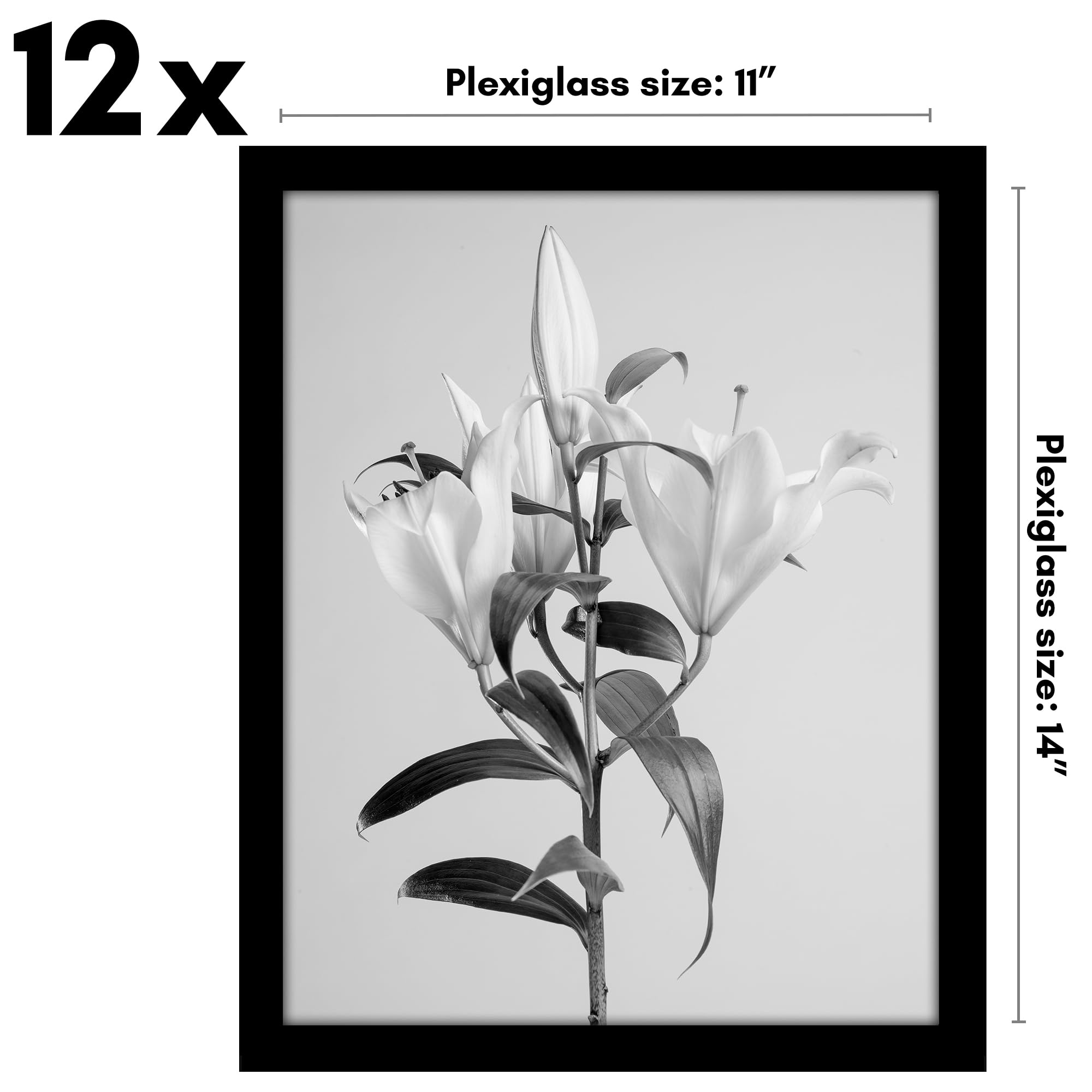 Americanflat 11X14 Picture Frame With Polished Plexiglass - Set Of 12 - Signature Collection - Picture Frames With Engineered Wo