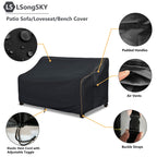 Lsongsky Patio 3-Seater Sofa Cover,Outdoor Couch Cover Fits Up To 85W X 38D X 35H Inches,100% Waterproof Heavy Duty Patio Furniture Covers,Black