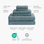 Texere 100% Organic Cotton Jacquard 650 Gsm Premium Bath Towel Sets - Extra Absorbent Quick Dry And Plush (Cable, Excalibur, 4 B