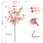 Beferr Fall Eucalyptus Stems Decor, 5Pcs 24'' Faux Eucalyptus Branches Artificial Autumn Plants Decorations Fall Floral Arrangem