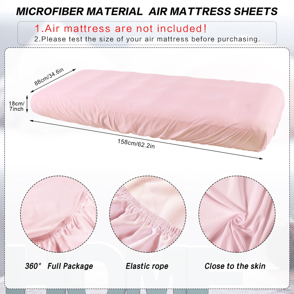 Breling Kids Air Mattress Fitted Sheets Compatible With Intex Cozy Kidz (Sheet Only) Toddler Inflatable Mattress Sheets For Kids Sleepover Party Travel Camping Air Mattress Airbed(Pink,2 Pcs)
