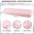 Breling Kids Air Mattress Fitted Sheets Compatible With Intex Cozy Kidz (Sheet Only) Toddler Inflatable Mattress Sheets For Kids Sleepover Party Travel Camping Air Mattress Airbed(Pink,2 Pcs)