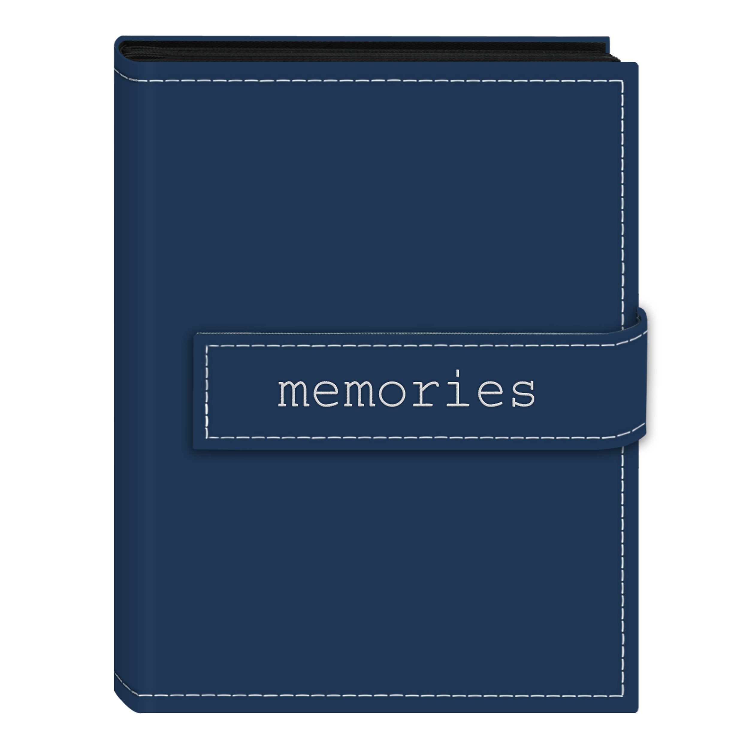 Pioneer Photo Albums 36-Pocket 4 by 6-Inch Embroidered Memories Strap Sewn Leatherette Cover Photo Album, Mini, Blue