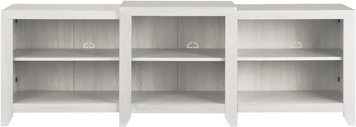 Crosley Furniture Ronin Low Profile Tv Stand For 75+ Inch Tvs, Entertainment Center With Storage Shelves, Whitewash