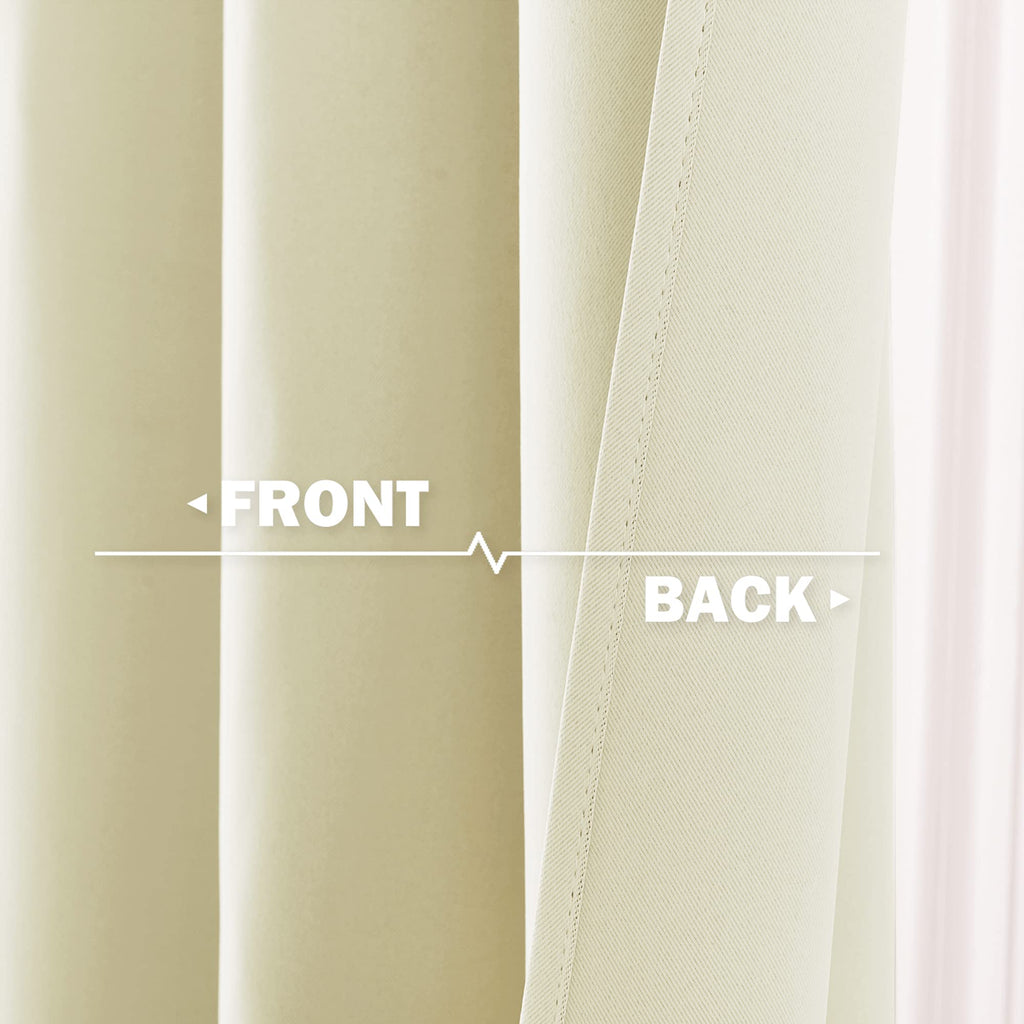 Nicetown Mini Curtain - Farmhouse Style Kithcne Curtains Small Window Room Darkening Curtain Tiers Thermal Insulated Window Treatment Grommet Curtains, Light Beige, 2 Pieces, 42' Wide X 18' Long