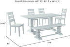 Crosley Furniture Joanna 6-Piece Modern Farmhouse Dining Table Set for 7 with 4 Ladderback Chairs and a Bench, Rustic Brown