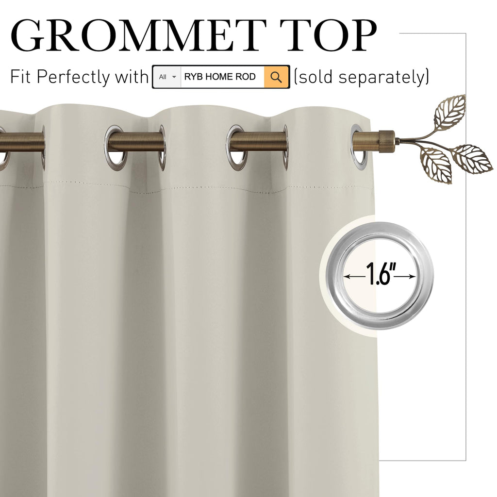 Ryb Home Portable Doorway Curtains Privacy Blackout Thermal Insulating Drapes For Bedroom Closet Living Room Dining Kids Nursery Window Treatment Panels, Wide 42 X Long 80 Inches, Natural