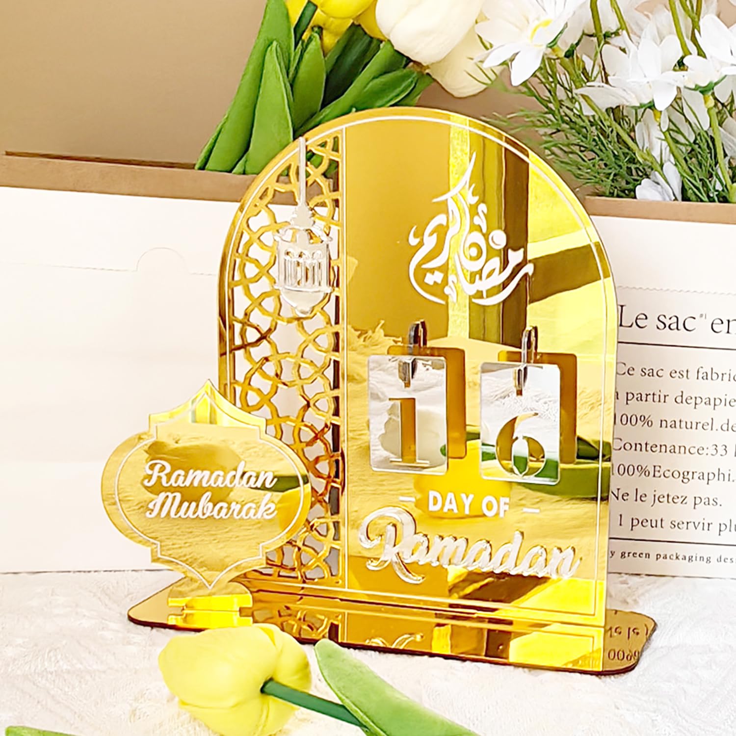 Seahuistar Ramadan Calendar Countdown Advent Calendars, 30 Days Til Eid, Acrylic Lantern Eid Mubarak Ornament Table Decor For Ei
