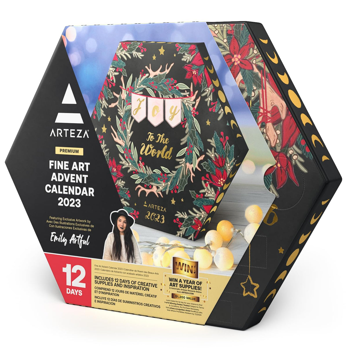 Arteza Advent Calendar 2023 (Fine Art, 12 Days) Art Supplies Holiday Gift for Adults, Includes Acrylic, Gouache & Watercolor Pai