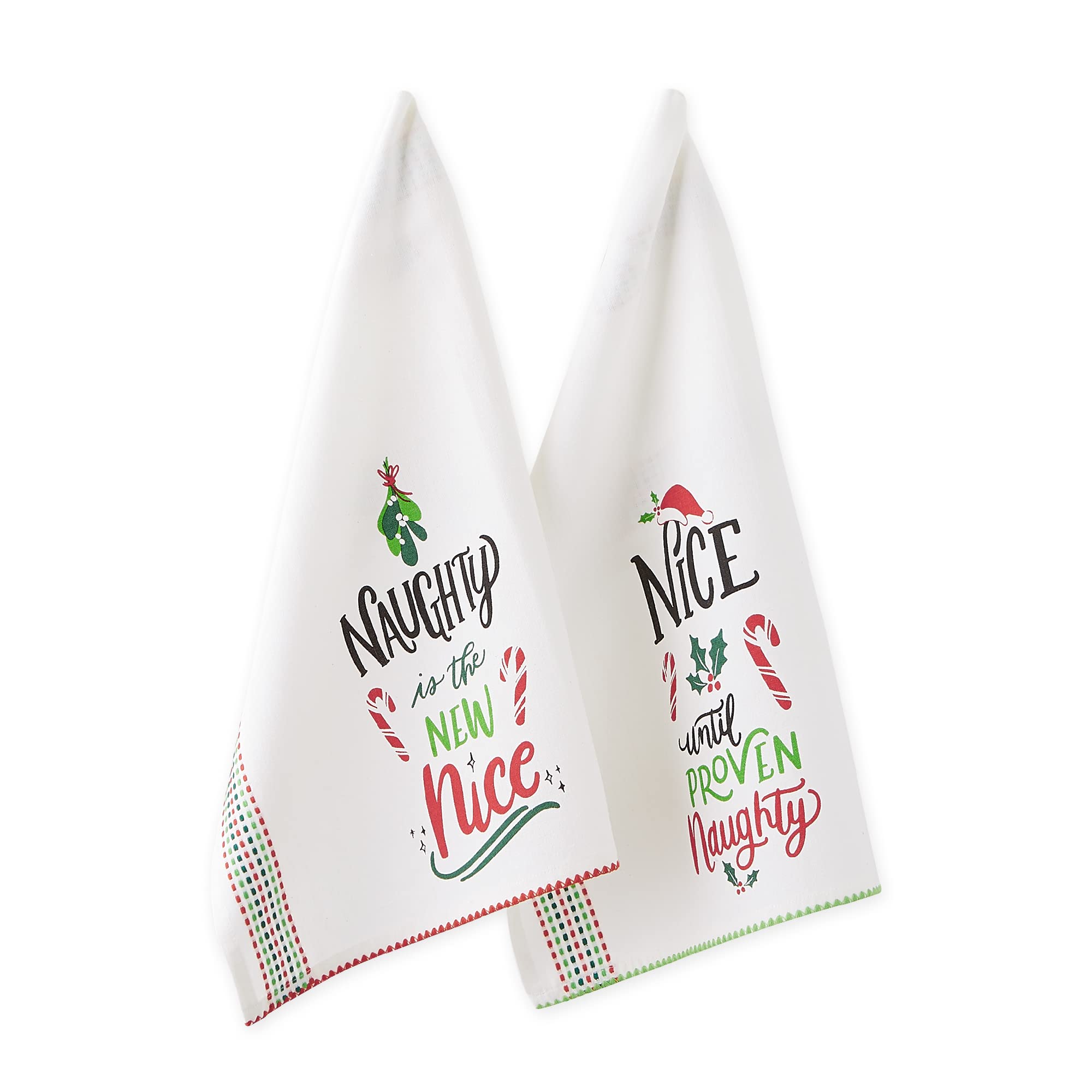 DII Holiday Kitchen Towel Set, Christmas Tea Towels for Baking, Cooking & Entertaining 18x28, Naughty/Nice, 2 Piece