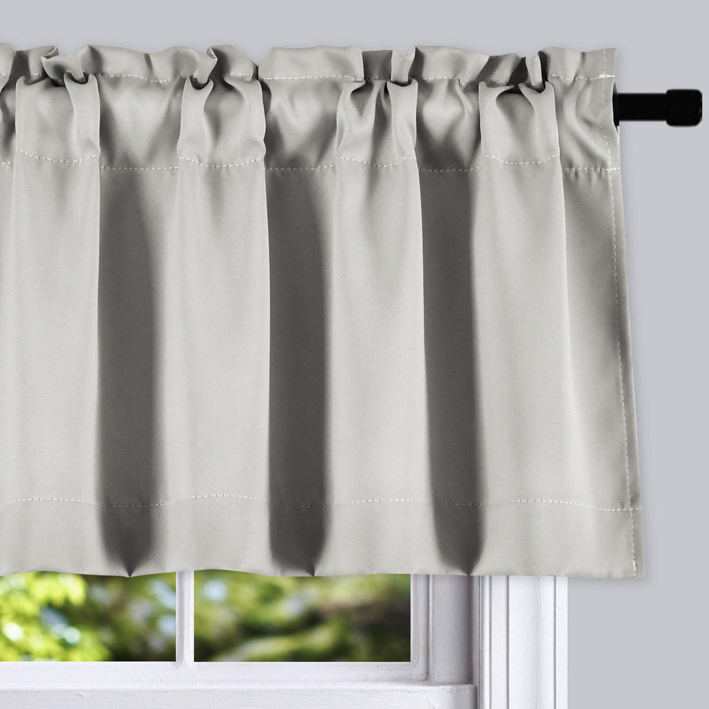 Donren Light Grey Valance - Kitchen Valances For Small Window With Rod Pocket (2 Panels,42 By 18 Inch)