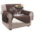 Princedeco 100% Waterproof Chair Sofa Slipcover For Living Room Water Resistant Couch Cover Furniture Protector Cover With Elastic Straps For Pets Kids Children Dog Cat(Chair 23', Brown)