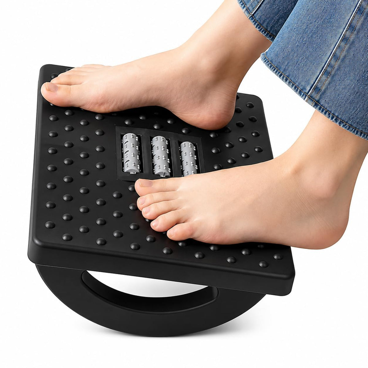 Ergonomic Footrest For Office Chair With Massage Texture & Roller | Under Desk Foot Rest Stool | Adjustable Angle Nonslip Leg S