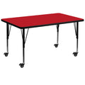Flash Furniture Mobile 36''W x 72''L Rectangular Red HP Laminate Activity Table - Height Adjustable Short Legs