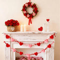 Gilprop 4.92 ft Valentine's Day Heart Garland Velvet Hanging Banner with Wooden Beads and Velvet Red Pink Heart Valentines Garla