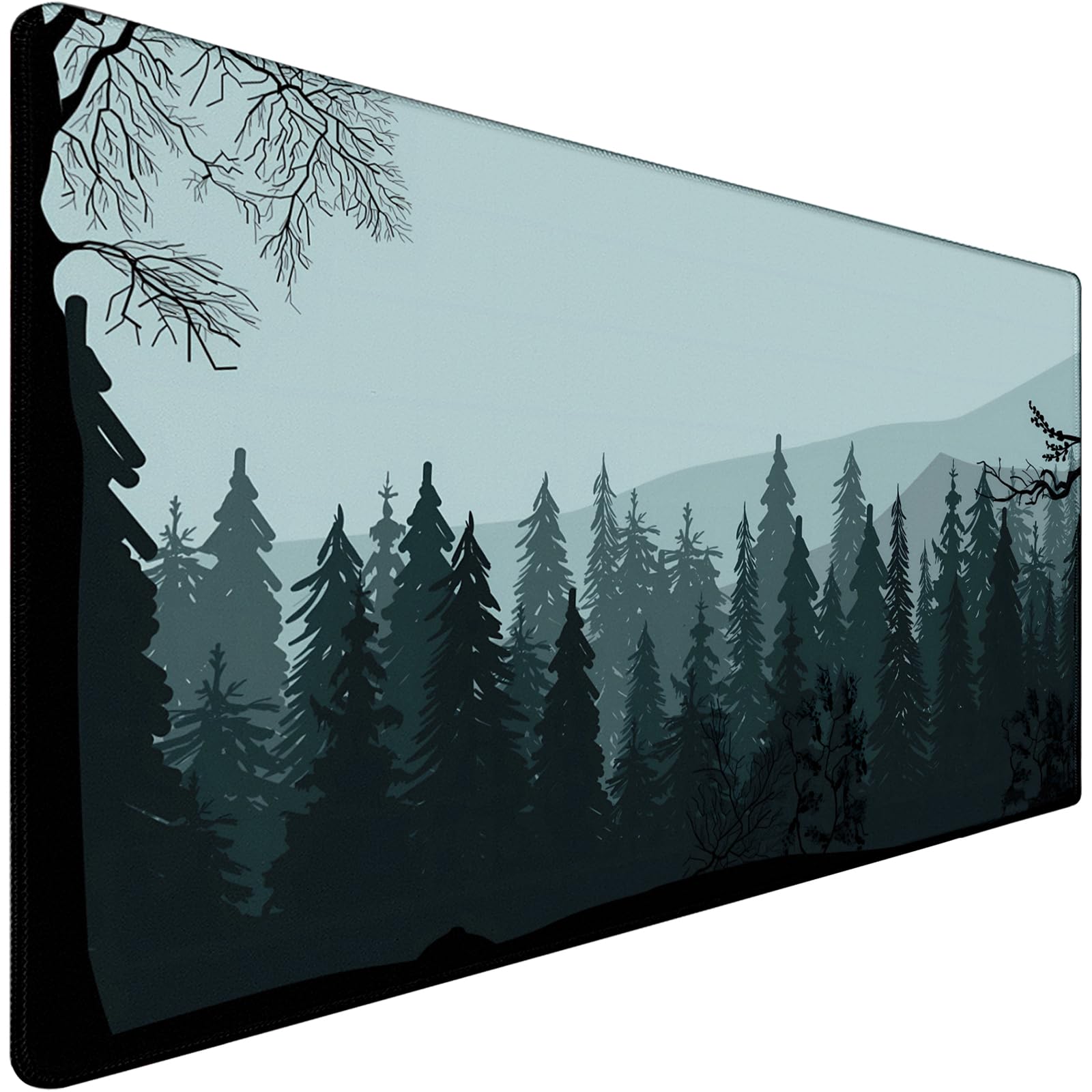 Mouse Pad Forest Background Pattern, Large Mouse Pad For Gamer, (31.5'X15.7') Gaming Mousepad With Nonslip Base, Waterproof Co