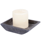 Creative Home Charcoal Marble Stone Boat Shaped Candle Holder, Medium, 6-1/4'' X 4-3/4''