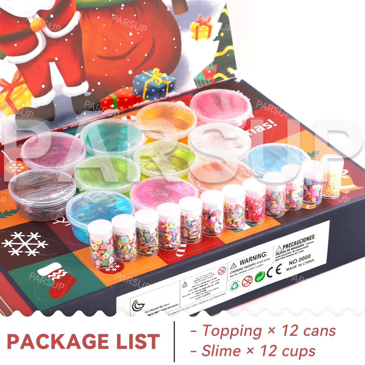 2024 Christmas Slime Advent Calendar For Kids, Crystal Fidget Holiday Surprise Gift Set, 24 Days Christmas Countdown Calendar Xm