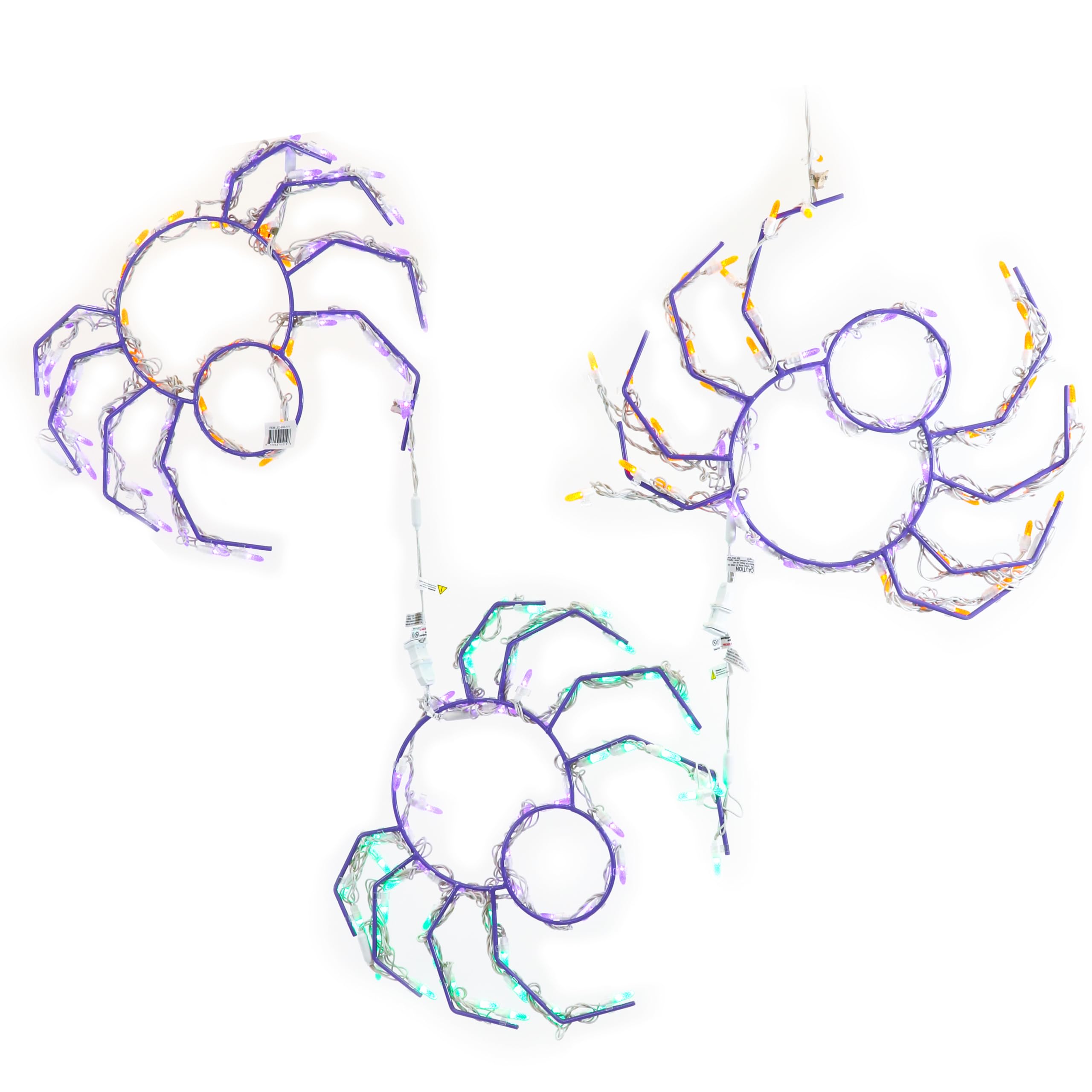 Haunted Hill Farm Radiant Starburst Led Lights, Set Of 6 Battery-Operated Halloween Lights With 8 Functions And Timer For Indoor Or Outdoor Hanging Halloween Light Decoration, Orange, Purple, Black