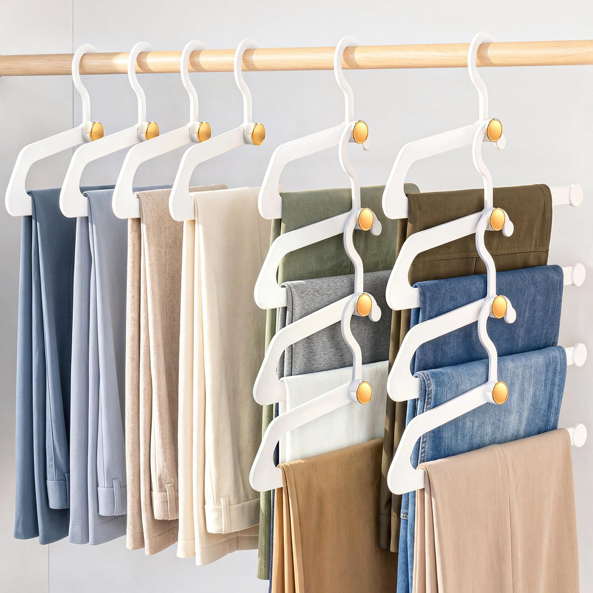Hangers for Pants 20Pack, Space Saving Closet Organizer for Jeans Slacks,NonSlip Hanger for Leggings,Jeans, Slacks, Scarves(Wh
