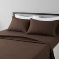 Amazon Basics Lightweight Super Soft Easy Care Microfiber 4-Piece Bed Sheet Set with 14-Inch Deep Pockets, Full, Chocolate, Soli