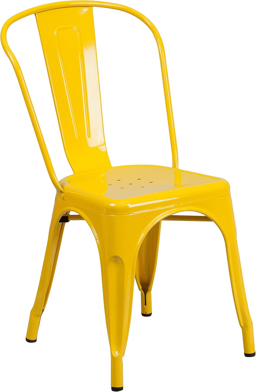 Commercial Grade 31.5 Square Yellow Metal Indoor-Outdoor Table Set with 4 Stack Chairs