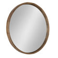 Kate and Laurel Hutton Round Decorative Wood Frame Wall Mirror, 30 Inch Diameter, Natural Rustic