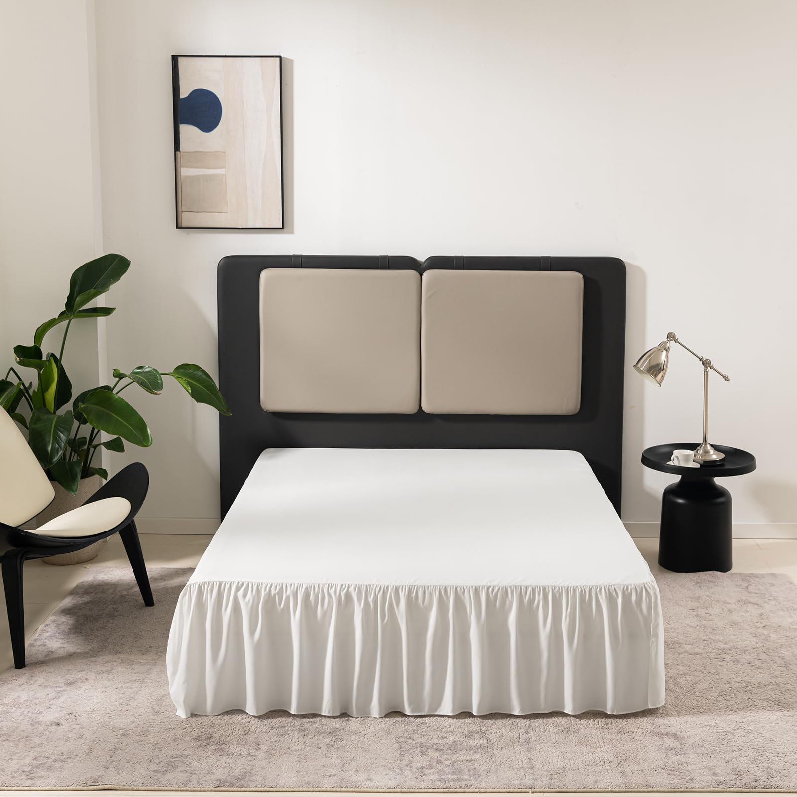 Ivory Bed Skirt King Size Ruffled Bed Skirt With Split Corners, King Bed Skirt 14 Inch Drop, King Size Bed Skirt Ivory For Ruffl