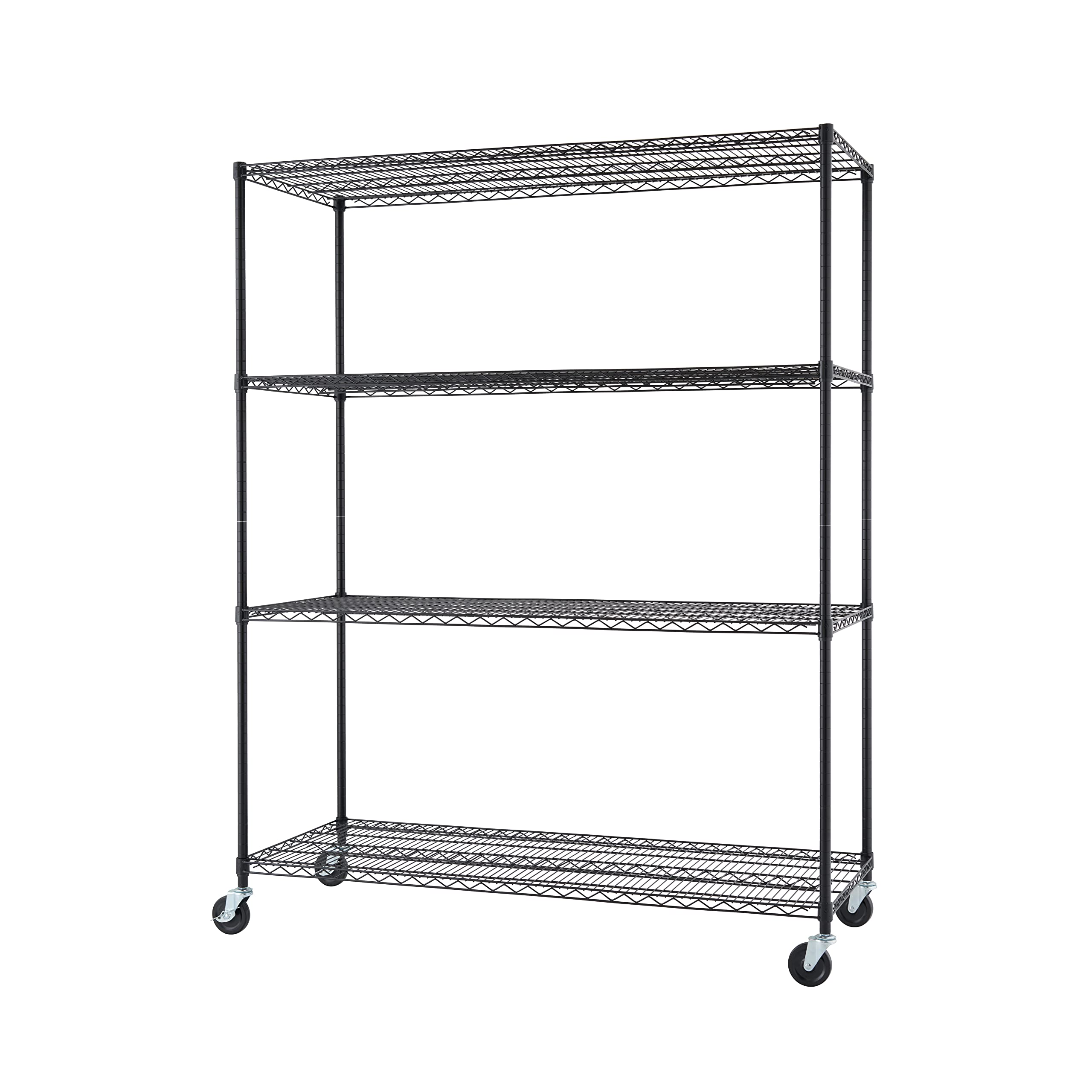 TRINITY Basics 4-Tier Adjustable Wire Shelving with Wheels for Kitchen Organization, Garage Storage, Laundry Room, NSF Certified