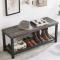 EXCEFUR Entryway Bench, Industrial Metal and Wood Storage Bench for Living Room, Indoor Shoe Rack Bench Seat, 43.3 Inch Grey