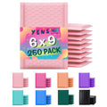 Yens Poly Bubble Mailers 6X10 250 Pack Light Pink Waterproof Self Seal Adhesive Shipping Bags, Cushioning Padded Envelopes For S