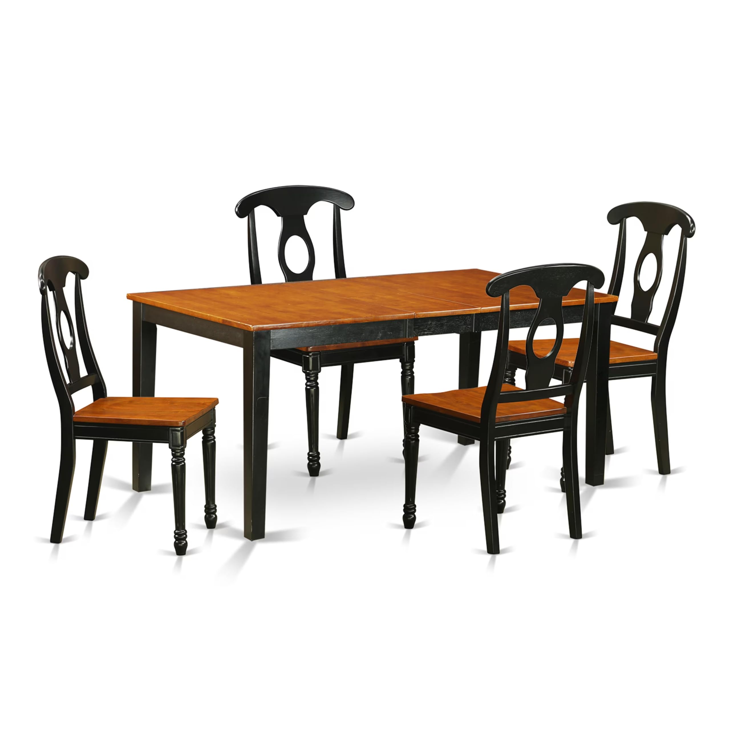East West Furniture NIKE5-BCH-W 5 Piece Dining Set for 4 Includes a Rectangle Kitchen Table with Butterfly Leaf and 4 Dinette Chairs, 36x66 Inch, Black & Cherry