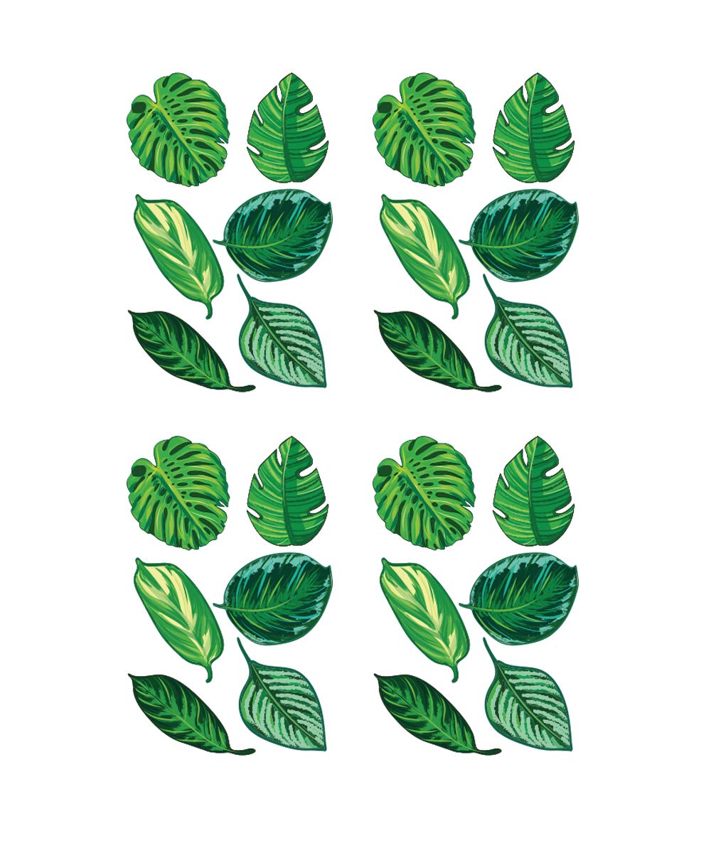Set of 24 Tropical Plant Leaves Wall Decal, Hawaiian Party Beach Theme Decor. Great for Birthdays, Prom, Wedding Events #6094s