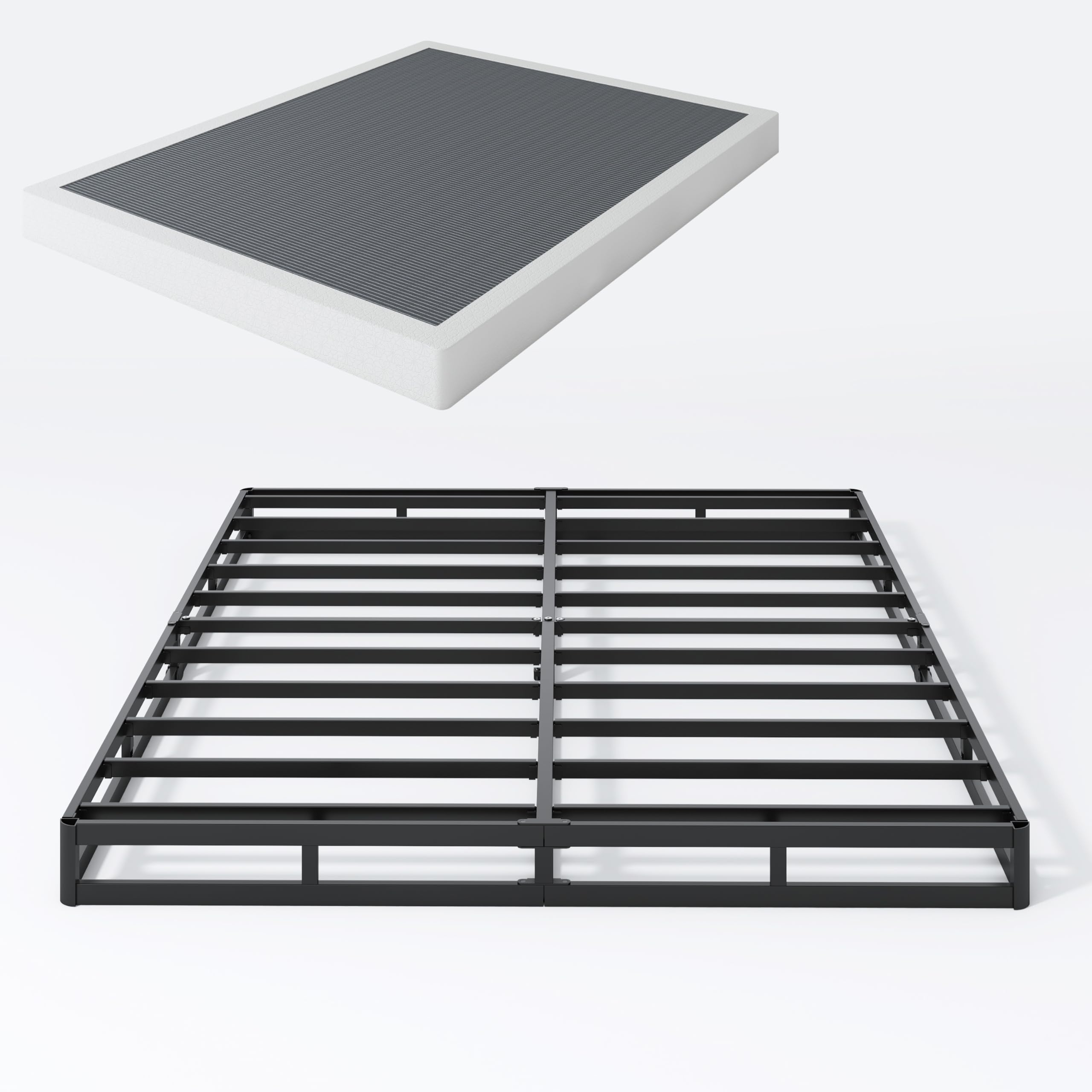 Shland King Box Spring, 5 Inch Box Springs King Size Basics Bed Base, Mattress Foundation, Black Heavy Duty Metal Structure With