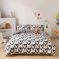 Houseri Love Duvet Cover Queen Heart Shaped Bedding Sets Full White And Black Duvet Cover Cotton For Women Men Boys Girls Teens