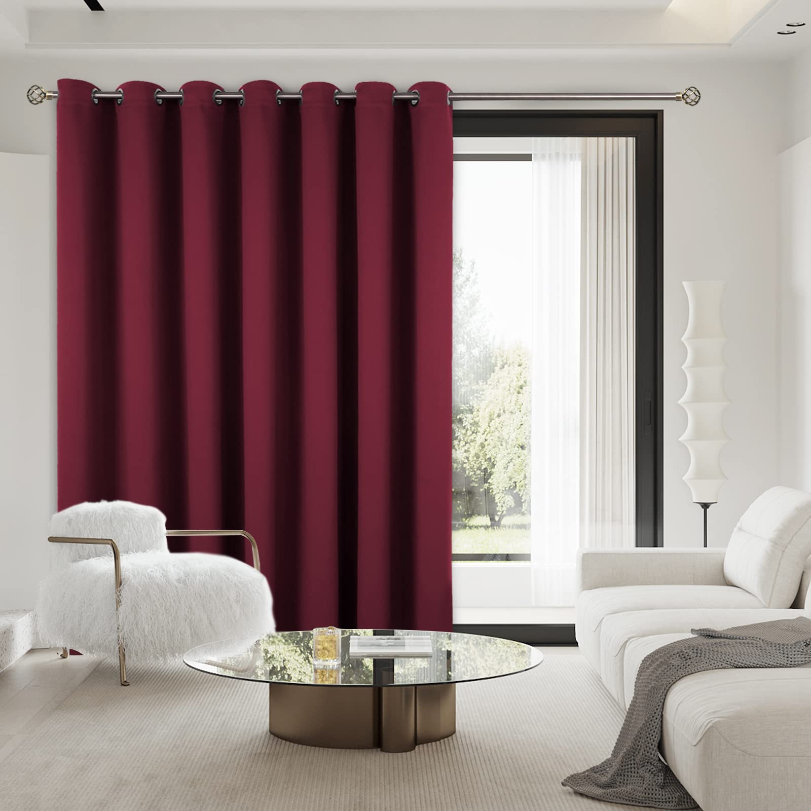 Bgment Room Darkening Curtain For Sliding Glass Door, Extra Long Blackout Room Divider Curtain For Living Room 120 Inch Length, Doorways Privacy Window Curtain & Drape, Burgundy, 1 Panel, 100 Wide