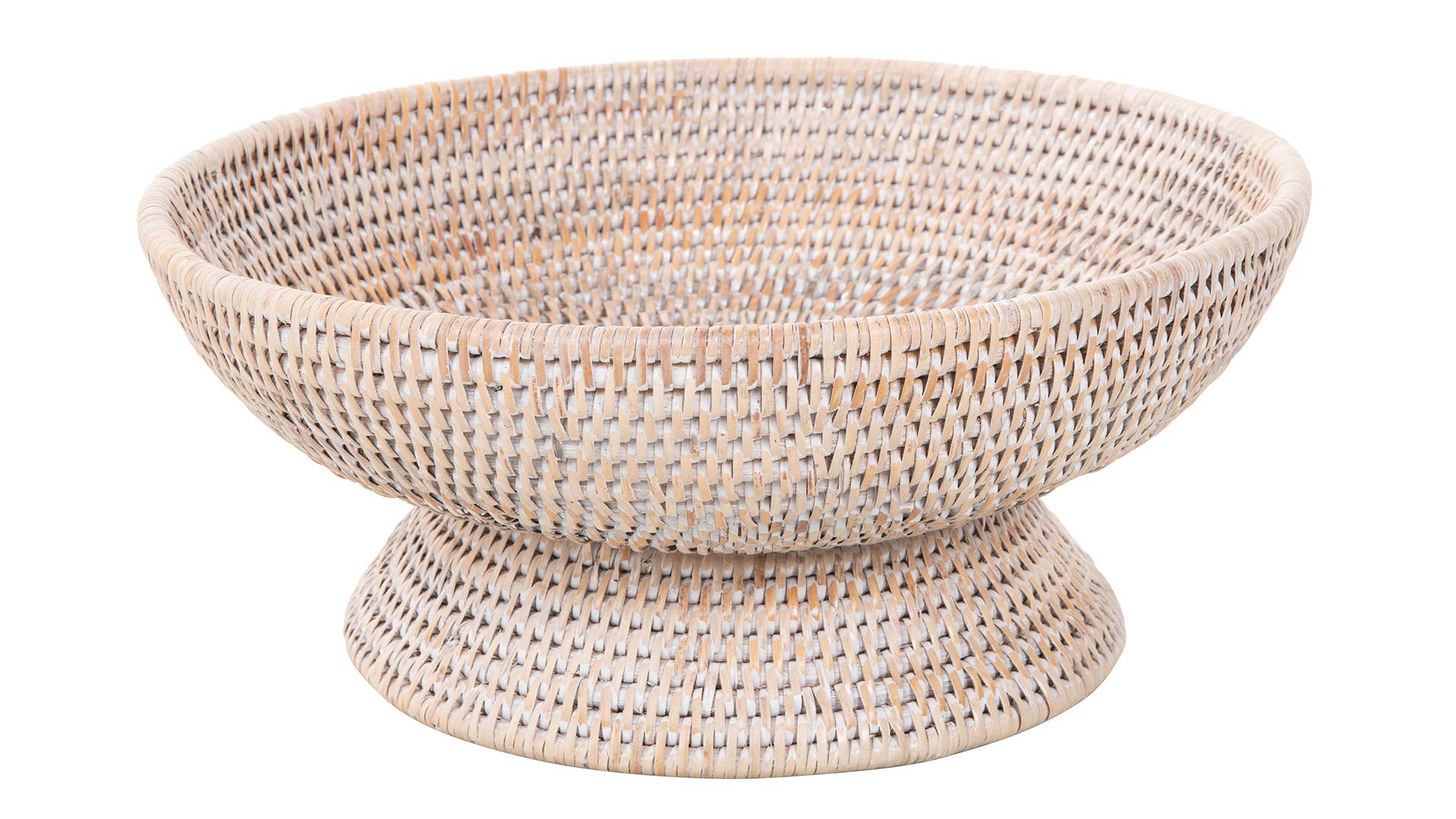 Kouboo La Joll Rattan Fruit Bowl, Large, White-Wash