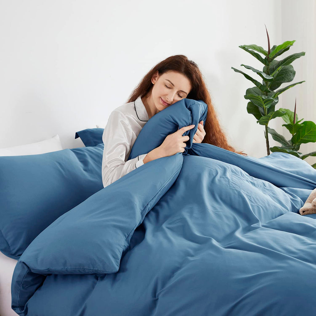 Nestl Twin Duvet Cover Set - Soft Double Brushed Blue Heaven Duvet Cover Twin/Twin Xl, 2 Piece, With Button Closure, 1 Duvet Cov