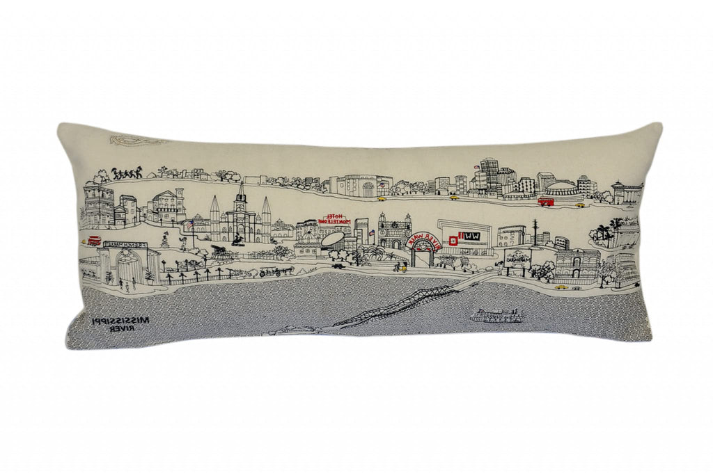 HomeRoots Cream 35' White New Orleans Daylight Skyline Lumbar Decorative Pillow