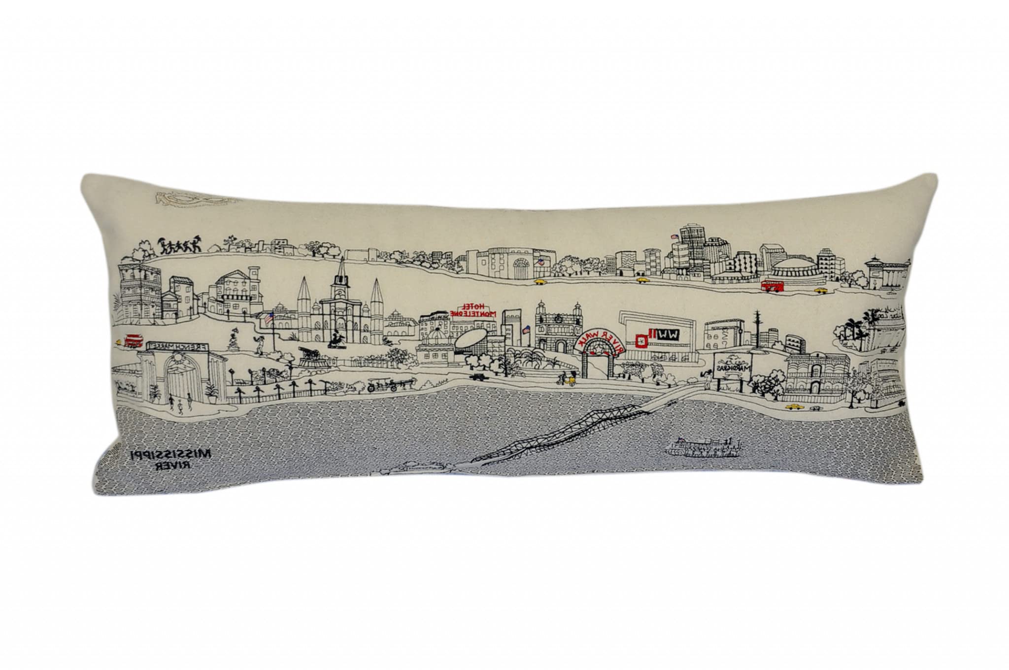 HomeRoots Cream 35' White New Orleans Daylight Skyline Lumbar Decorative Pillow