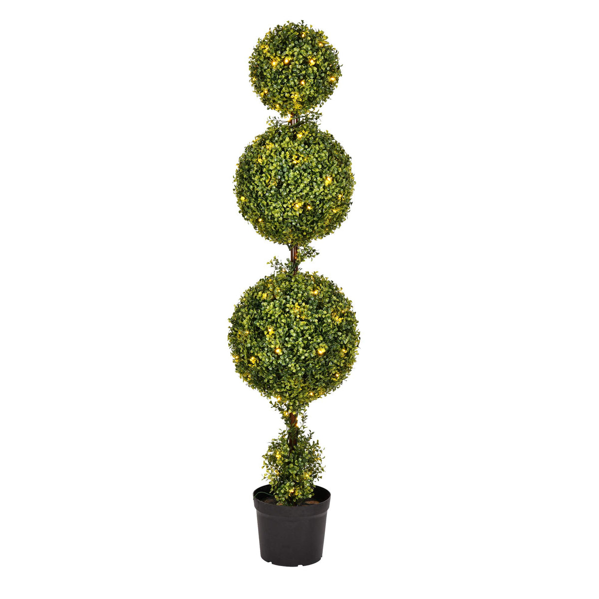 Vickerman Everyday 5 Foot Tall Artificial Prelit Led Boxwood Topiary Double Ball Tree  Uv Resistant Indoor Outdoor  Potted Na