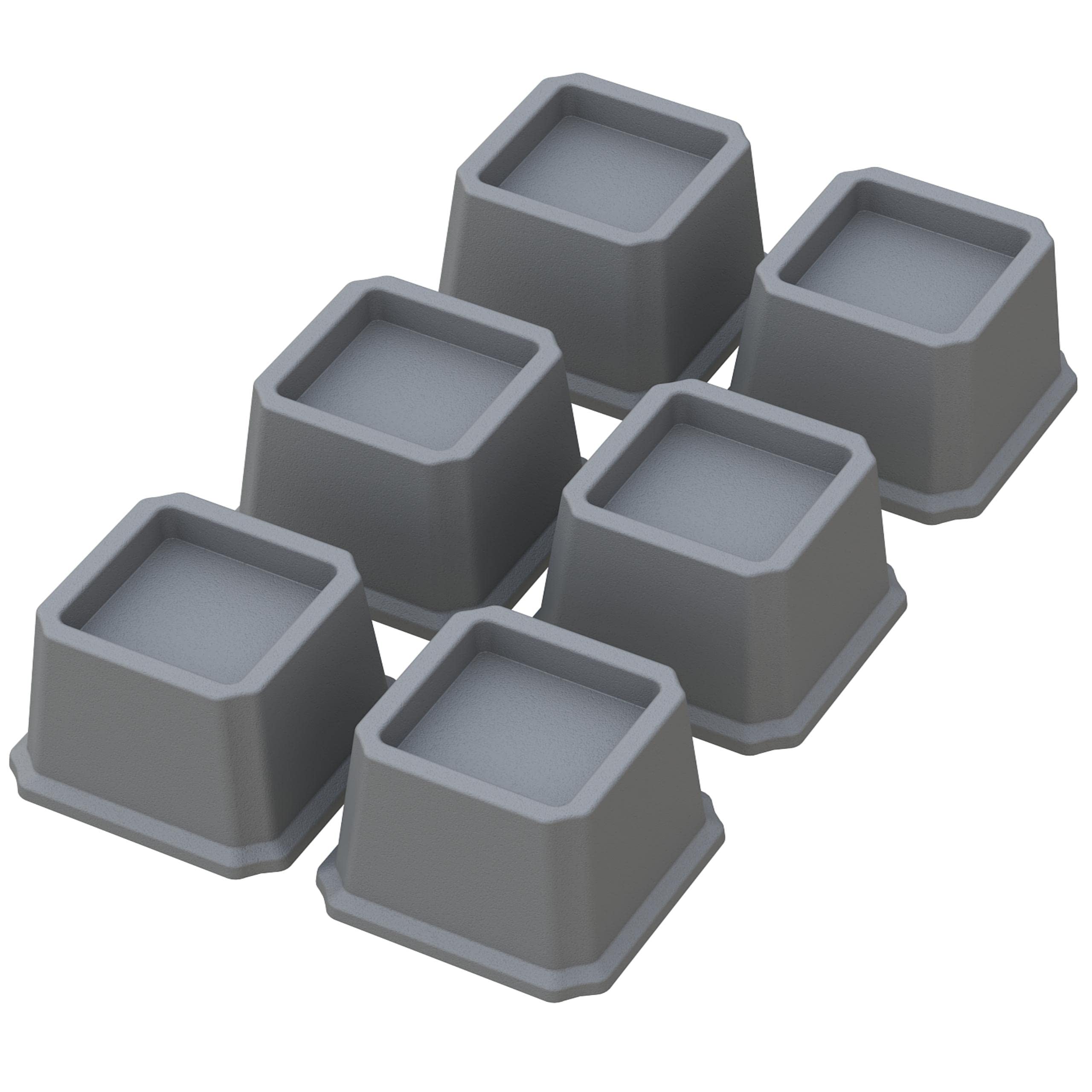 Whynonap Bed Risers 2 Inch Heavy Duty Bed Elevators, Set Of 6 Lifts Up 2000 Lbs Furniture Riser For Sofa And Table, Gray