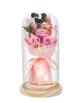 HVY Preserved Flowers Gifts for Her,Preserved Rose Bouquet in Glass Dome, Flowers Fresh Bouquet Gifts for Christmas Valentines 