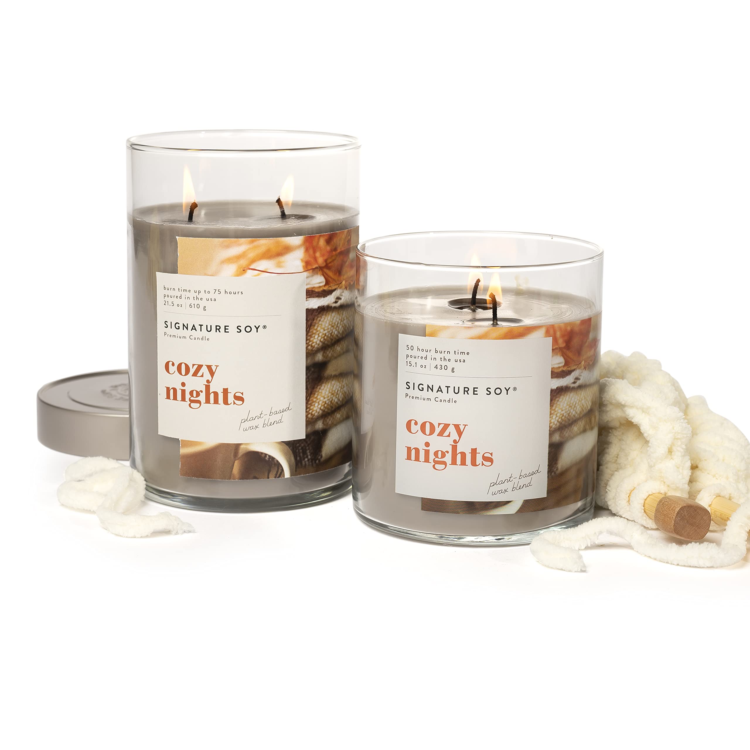 Signature Soy Cozy Nights Scented Candle Large Jar Plant-Based Soy Blend 4" L x 4" W